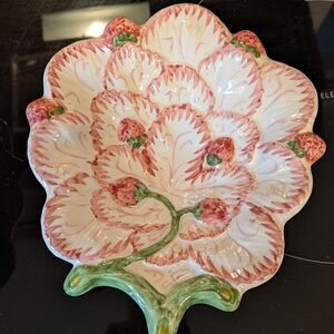 Set Of 2 Pink and Green Ceramic Flower Art